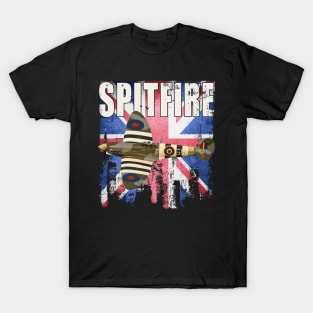 Spitfire Aircraft Plane WW2 RAF Airplane Union Jack Flag T-Shirt